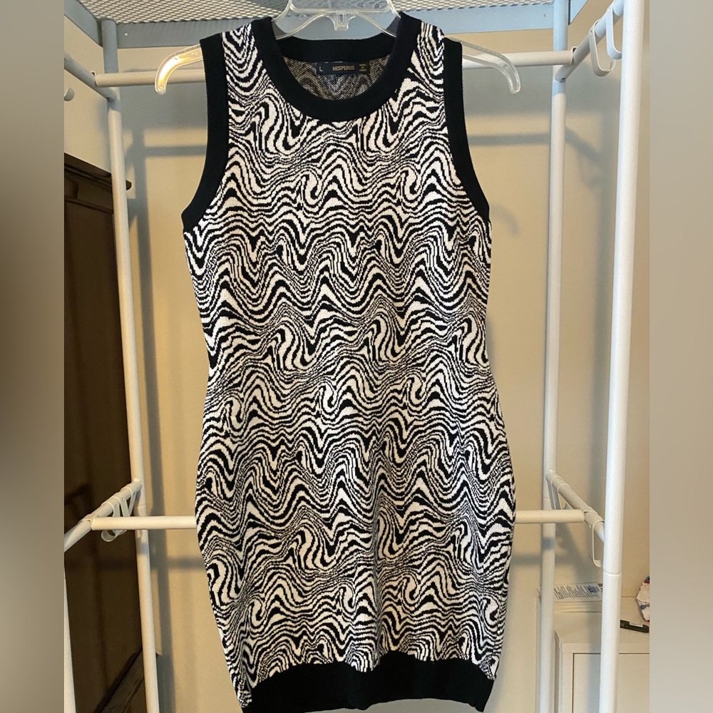 Black and White Patterned Women's Dress